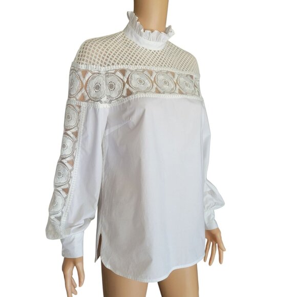 Sandro Paris White Lace Panel Blouse (Size 1) NWT - Picture 8 of 8